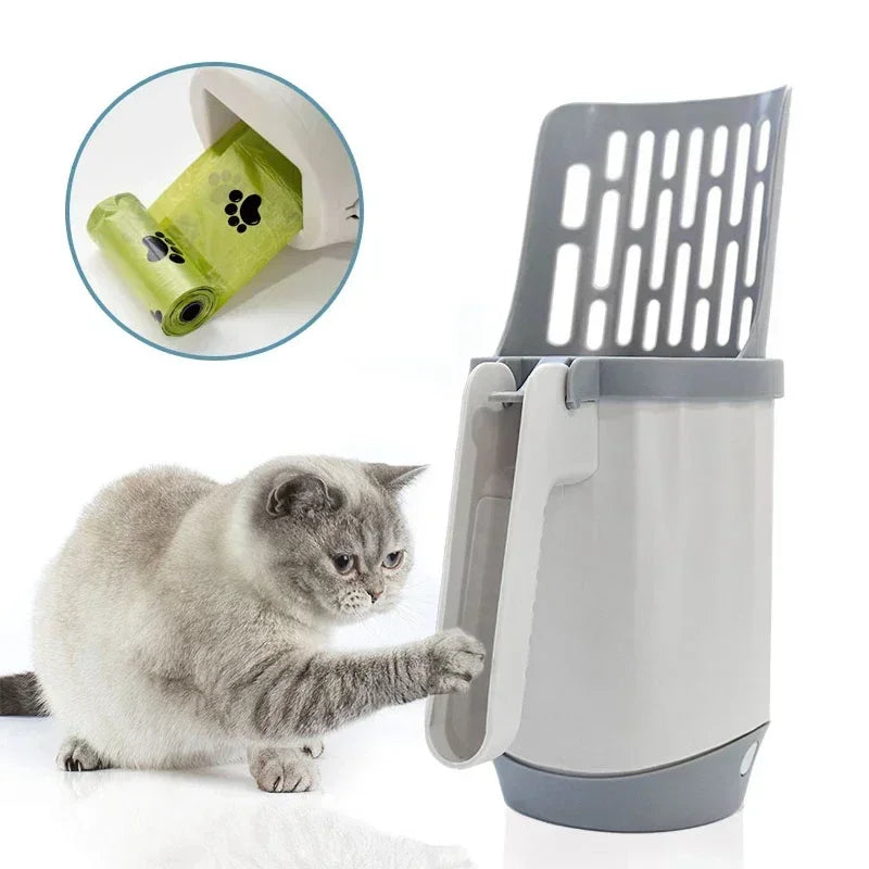La Pala del Guardián del Arenero — Pala Autolimpiante con Cubo y Bolsas para Arenero de Gatos