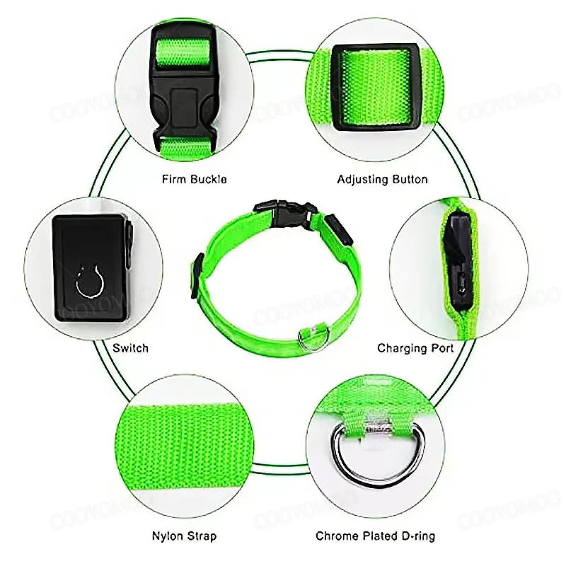 El Collar Centinela del Reino — Collar LED Luminoso Recargable Anti-Pérdida para Perros