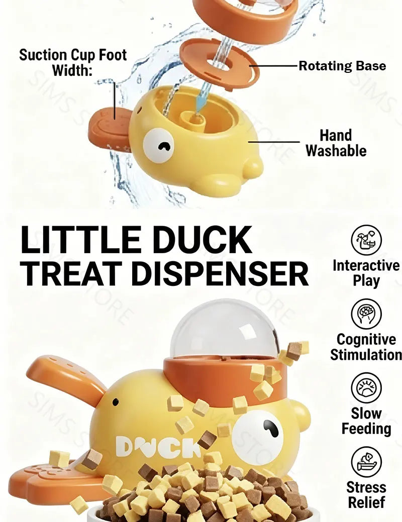El Pato Dispensador del Reino — Juguete Interactivo 2 en 1 con Dispensador de Snacks para Perros