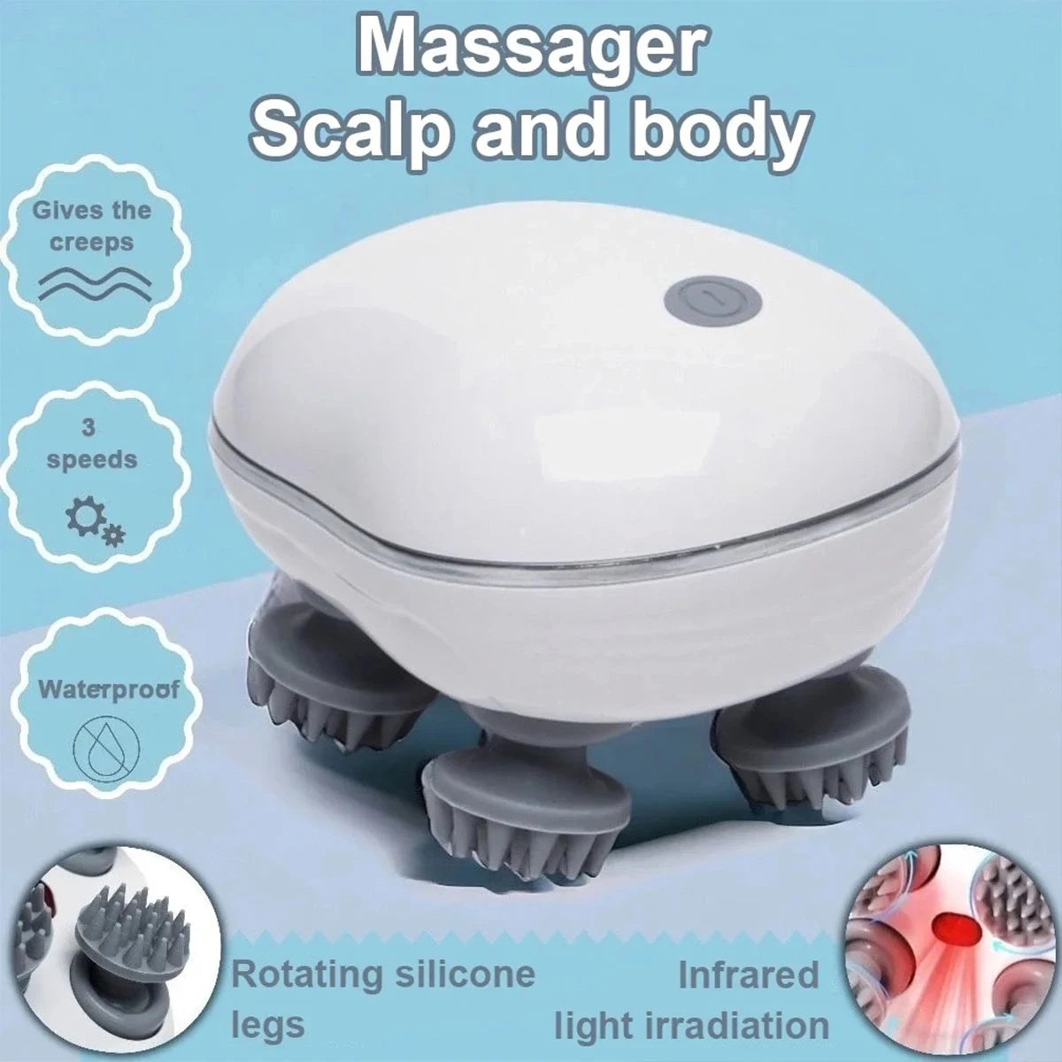 El Masajeador Real 2 en 1 — Masajeador Eléctrico de Cabeza y Cuerpo para Humanos y Mascotas