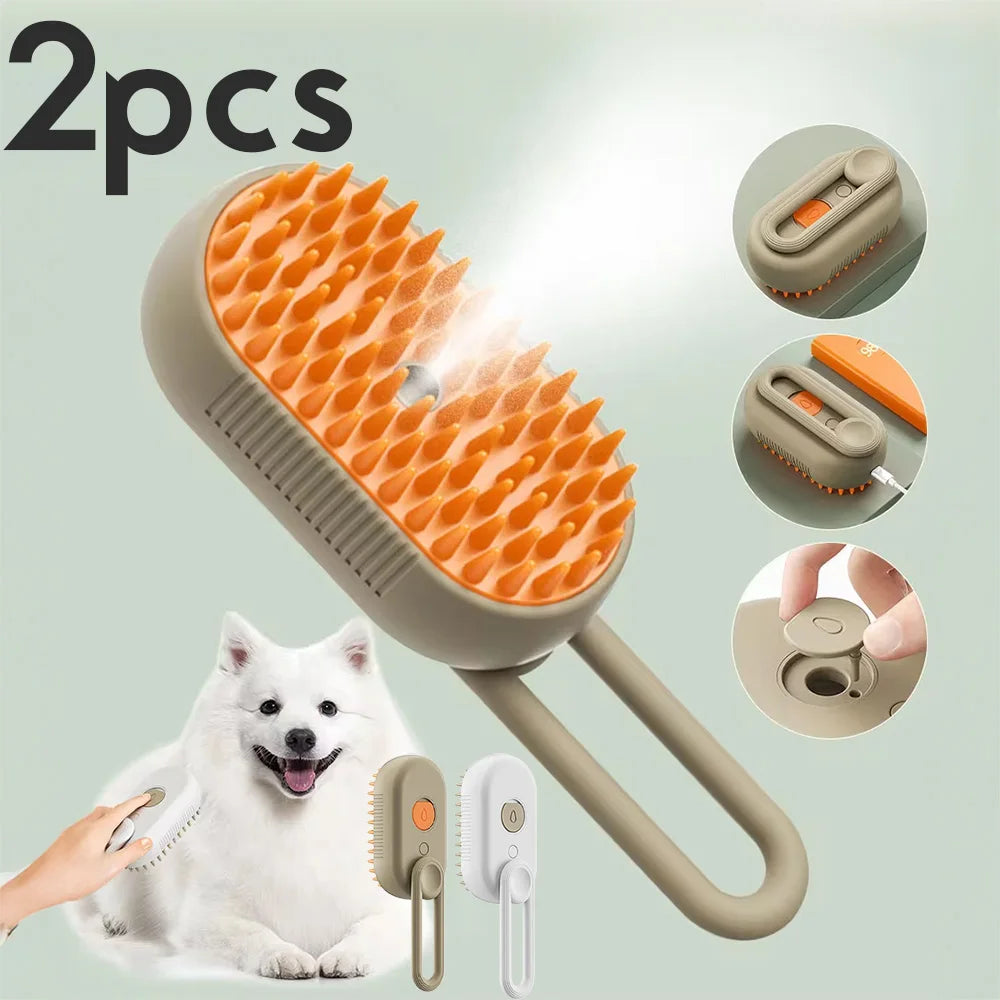 El Cepillo Vapor del Reino — Cepillo Vaporizador 3 en 1 para Perros y Gatos