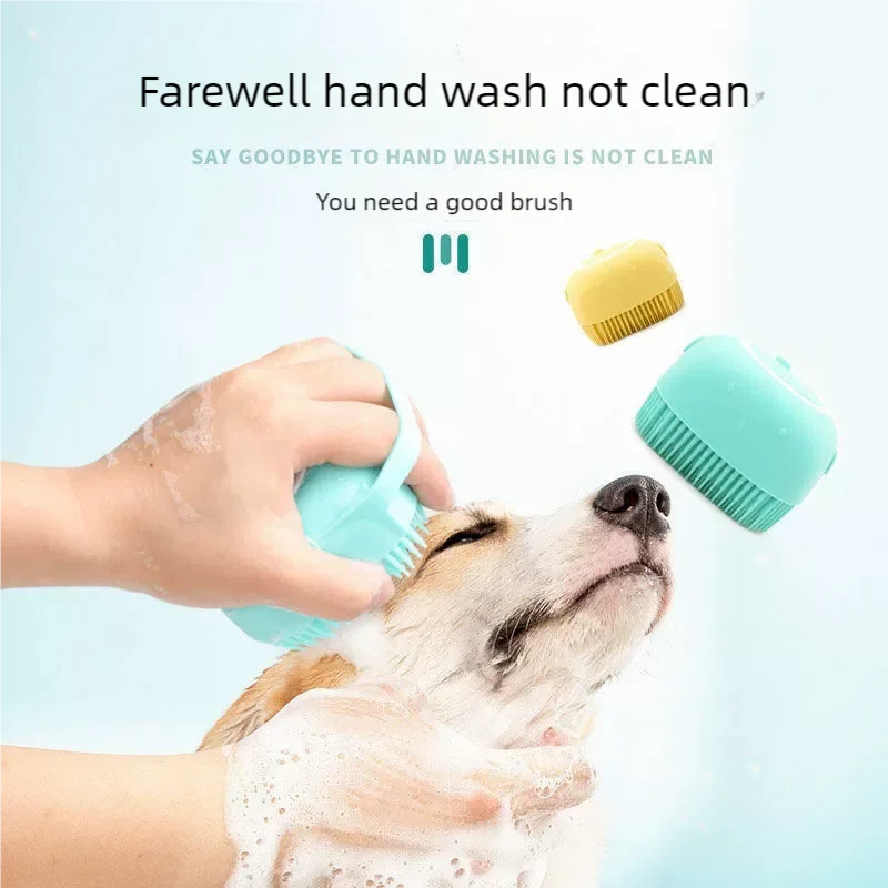El Cepillo del Baño Real — Cepillo Masajeador con Dispensador de Champú para Perros y Gatos