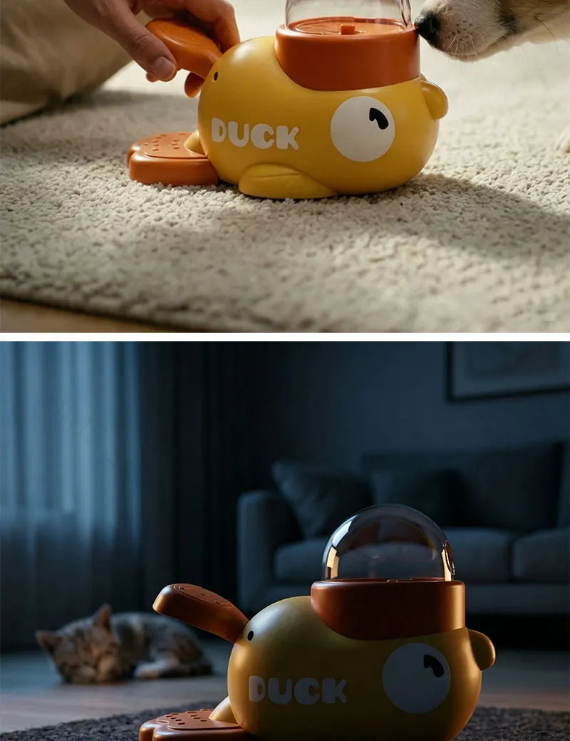El Pato Dispensador del Reino — Juguete Interactivo 2 en 1 con Dispensador de Snacks para Perros