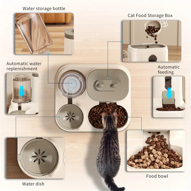 👑 Comedero Real — Dispensador Automático 2 en 1 para Gatos y Perros