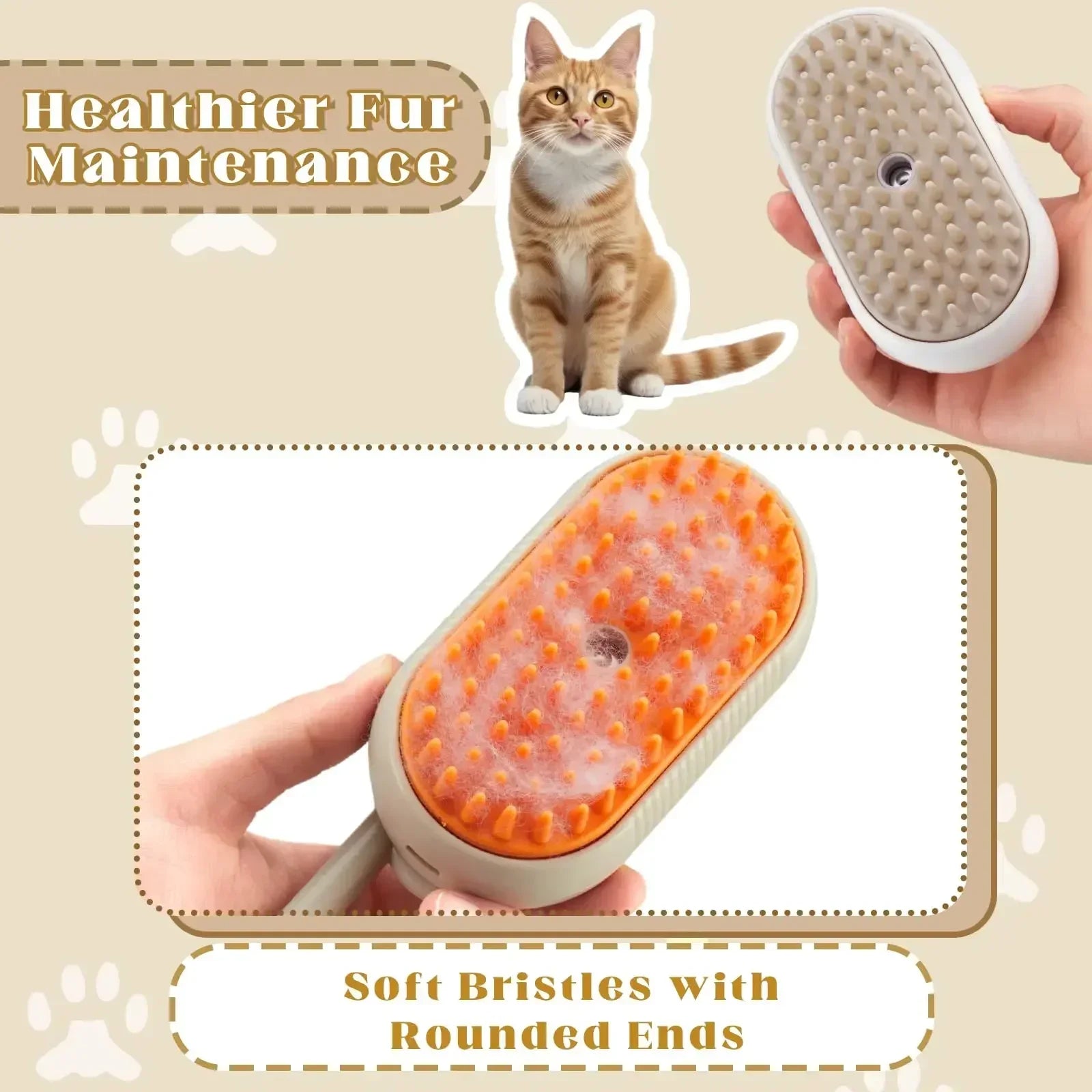 El Cepillo Vapor del Reino — Cepillo Vaporizador 3 en 1 para Perros y Gatos