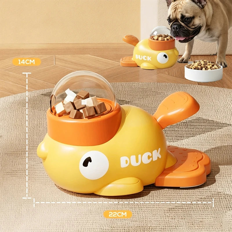 El Pato Dispensador del Reino — Juguete Interactivo 2 en 1 con Dispensador de Snacks para Perros