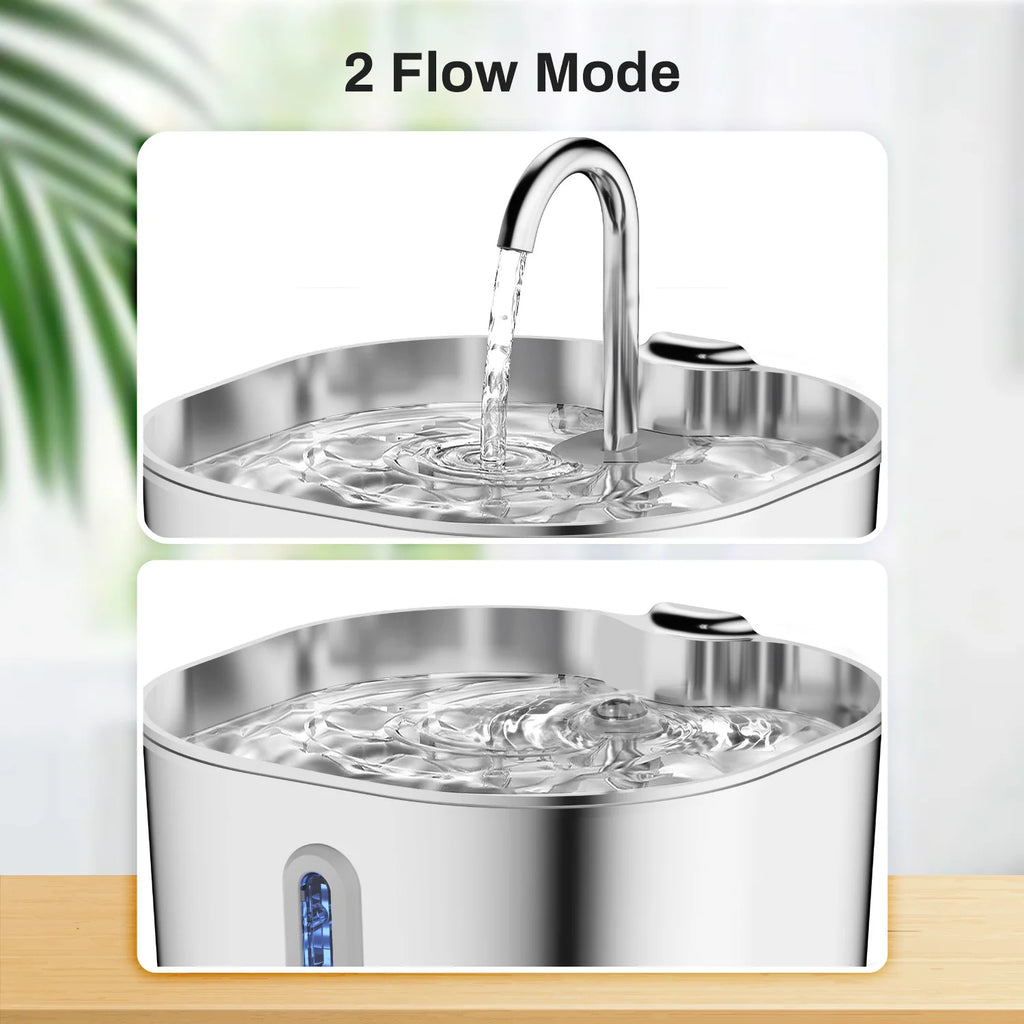 Fuente de Agua Automática para Mascotas - Acero Inoxidable 2.2L