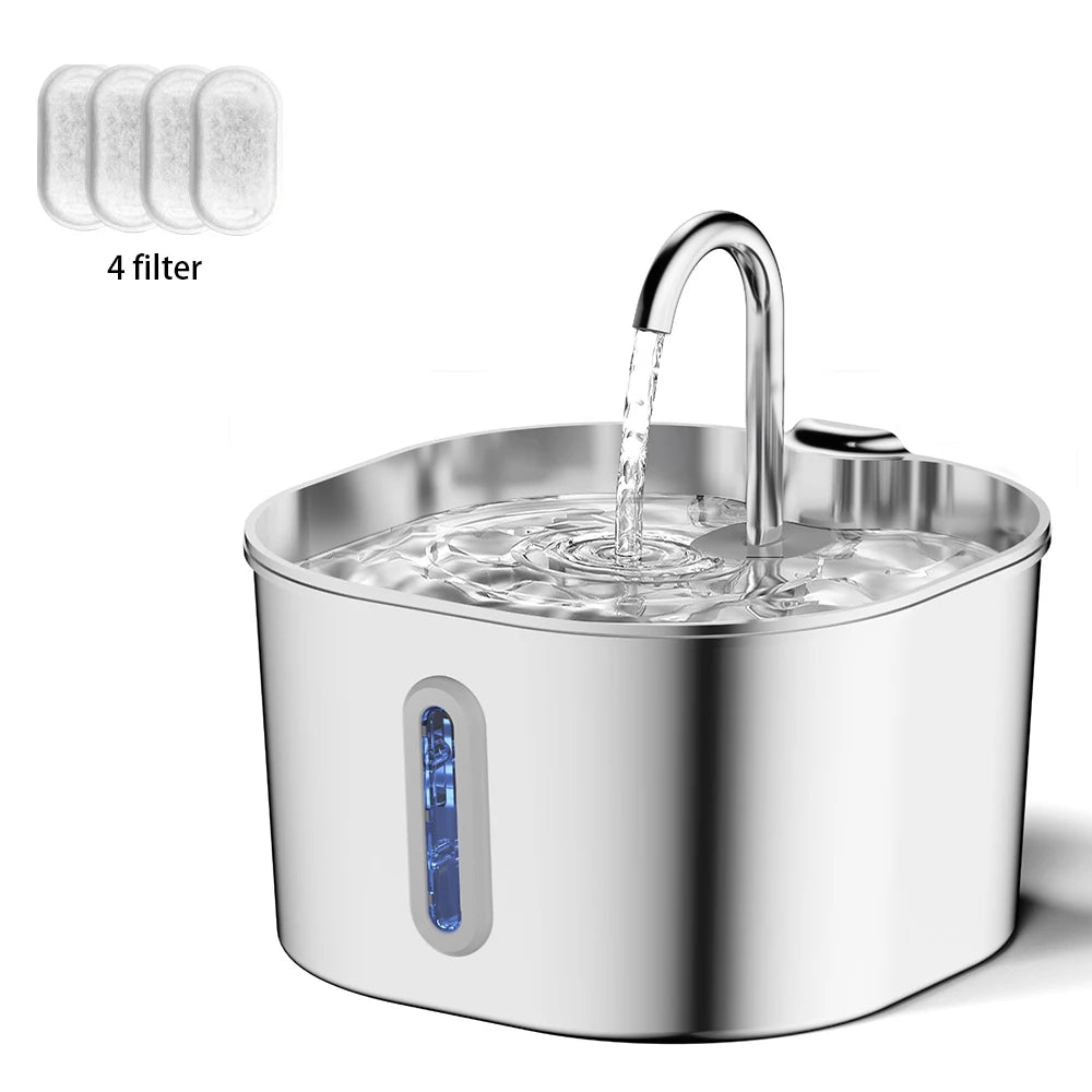 Fuente de Agua Automática para Mascotas - Acero Inoxidable 2.2L