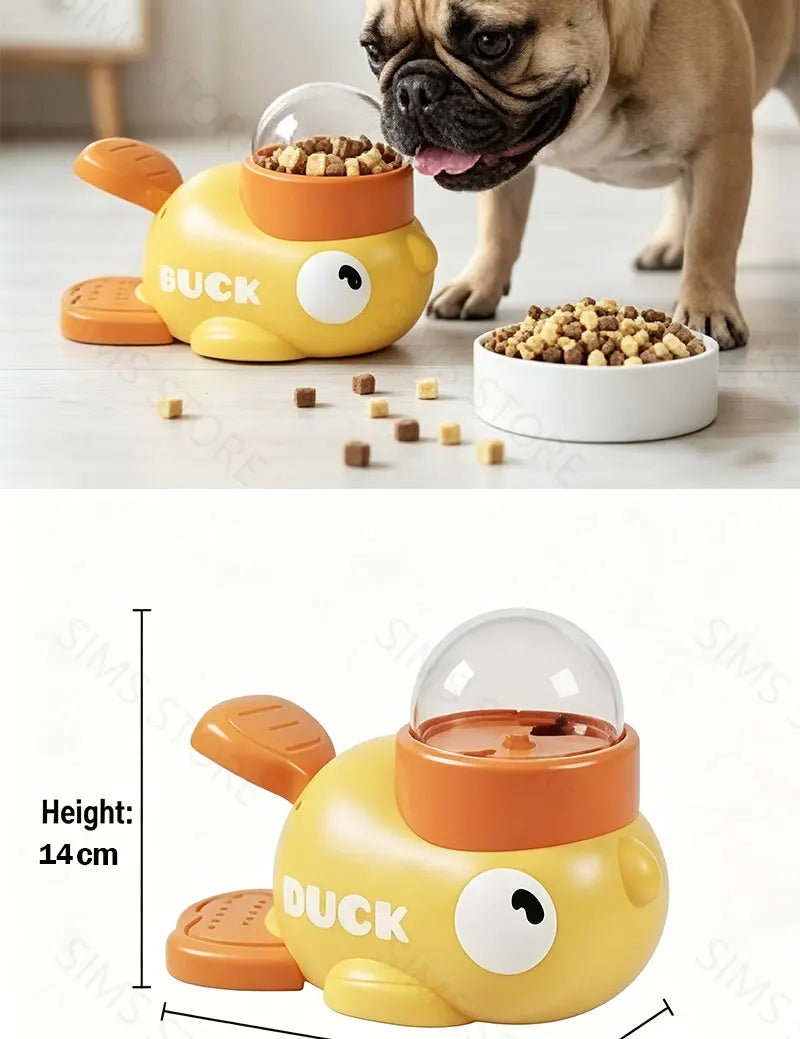 El Pato Dispensador del Reino — Juguete Interactivo 2 en 1 con Dispensador de Snacks para Perros